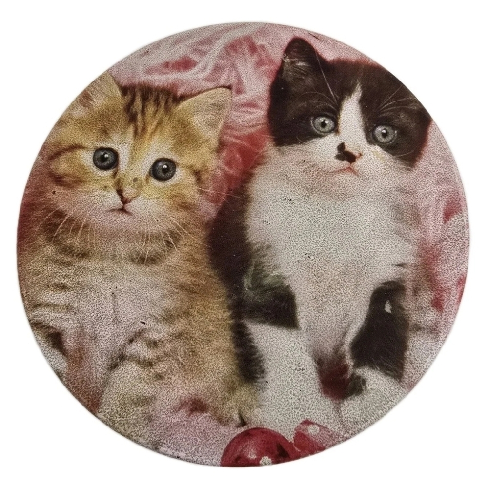 vintage TIN CONTAINER 80s Wang's International Collectible Storage Two Kittens